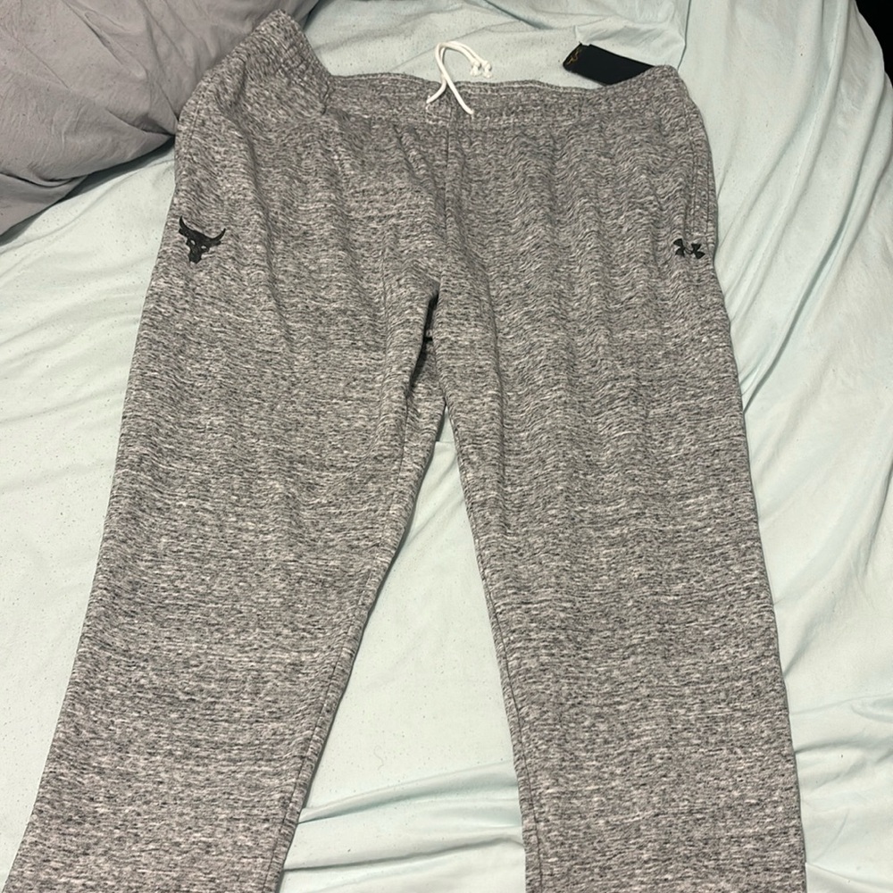 Under Armour Men's Project Rock Terry Pants, XXL, Onyx White/Black